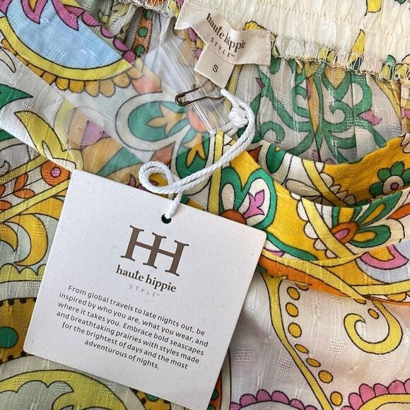 Haute Hippie Womens Floral Paisley Hi-Low Boho Wrap Maxi Skirt Multi Small NWT - Picture 6 of 9